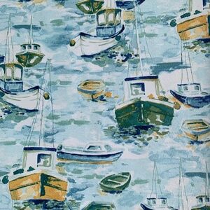 New Solarium Richloom Upholstery Fabric 4.5 yds Poly Canvas Blue Green Boats